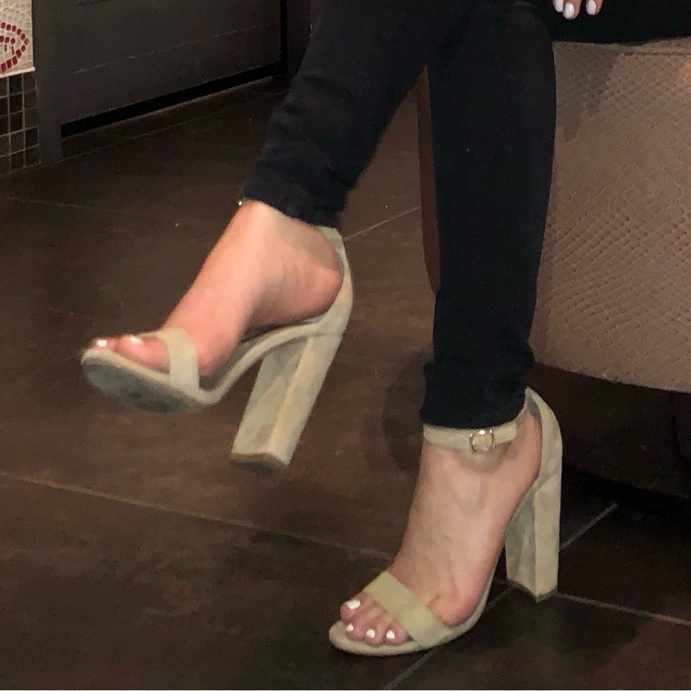 Beige strappy heels